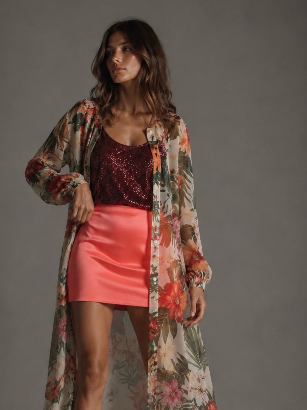 Nasty Gal Satin Mini Skirt Coral Satin NWT